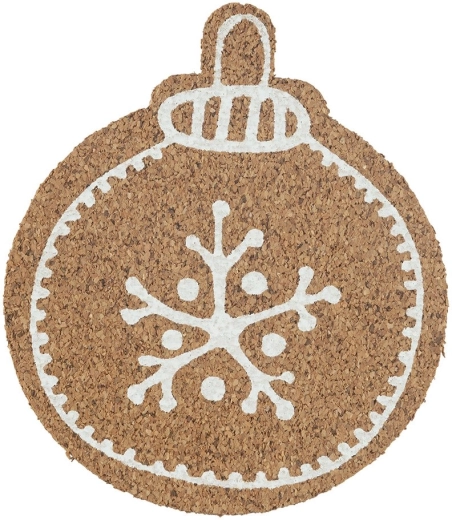 Lot de dessous de verre en liège avec motif hivernal Boule de Noël (Bombka), 6 pcs