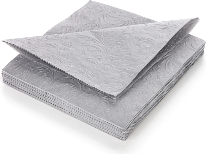 Serviettes en papier 33 × 33 cm, grises, 3 plis, relief, 20 pcs