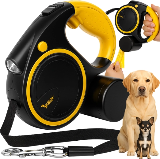 Laisse automatique pour chien avec lampe LED PURLOV 5 m