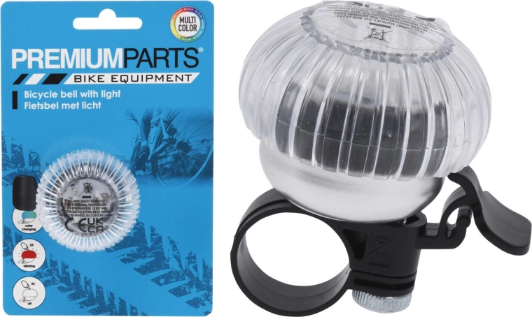 Sonnette de vélo avec lumière 6 × 6 × 4,8 cm