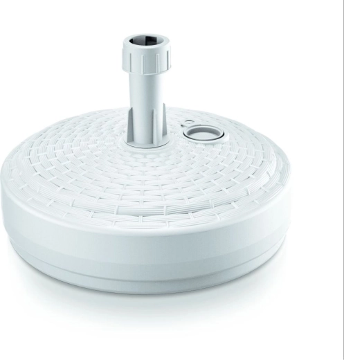 Socle rond pour parasol 39 cm blanc imitation rotin