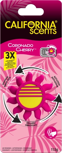 Désodorisant de voiture pour grille d’aération CALIFORNIA SCENTS Coronado Cherry avec mécanisme rotatif