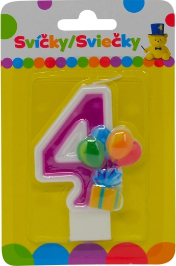 Bougie d’anniversaire numéro 4 avec ballons