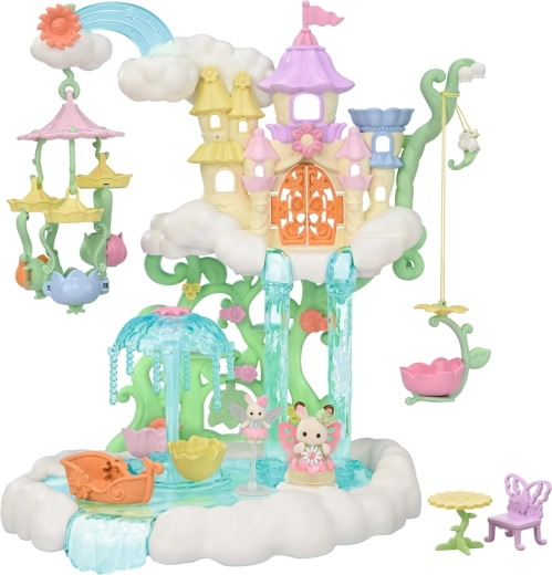 Sylvanian Families Palais Céleste des fées des fleurs – château nuage magique avec toboggans et manège