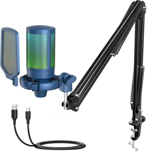 Microphone USB gaming Fifine AmpliGame A6T bleu