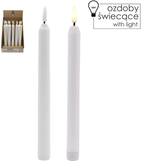 Bougie LED à piles 22,5 cm, blanc chaud, motifs assortis