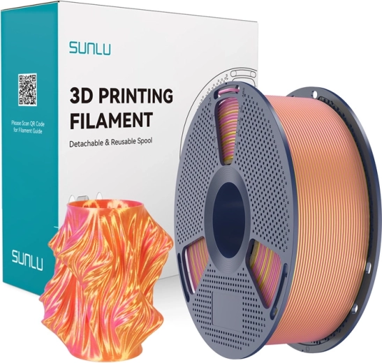 Filament bicolore Sunlu PLA+ Silk pour impression 3D rose et or