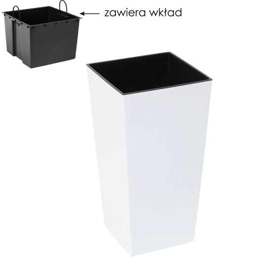 Cache-pot Finezja avec insert 30 × 30 cm blanc brillant