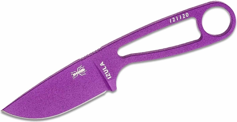 ESEE Izula – couteau de cou violet en acier au carbone avec étui blanc