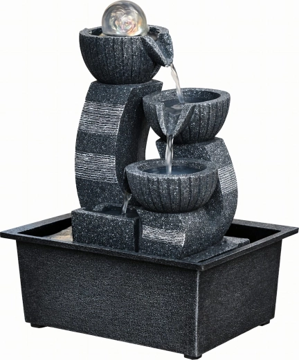 Fontaine de jardin décorative de table avec éclairage LED 30 × 15,5 × 21 cm