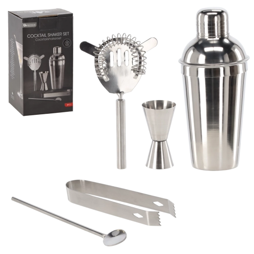 Set de bar avec shaker, 5 pièces en acier inoxydable