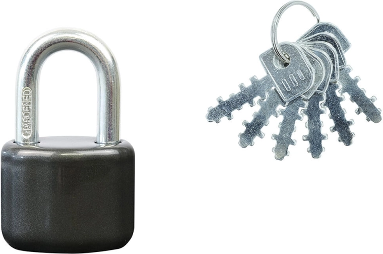 Cadenas à anse amovible, 6 clés, anthracite