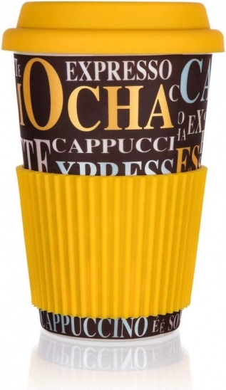 Mug en céramique avec couvercle en silicone Go, 400 ml, Coffee