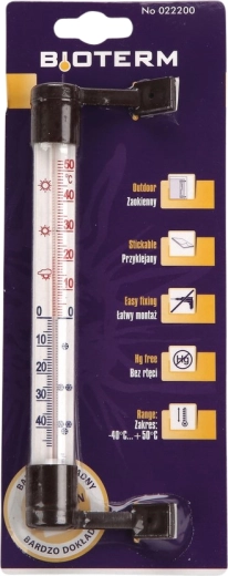Thermomètre de fenêtre à coller ou à visser 19 × 1,9 cm