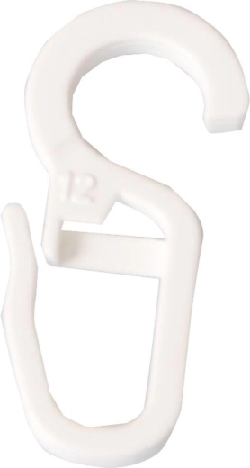Grands crochets en plastique pour rideaux, blancs (10 pcs)