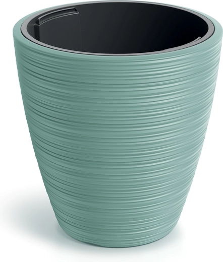 Pot VENA rond avec insert 19,8 cm, couleur sauge