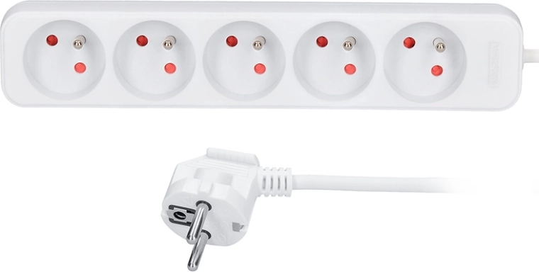 Câble de rallonge Solight 2 m, 5 prises, blanc
