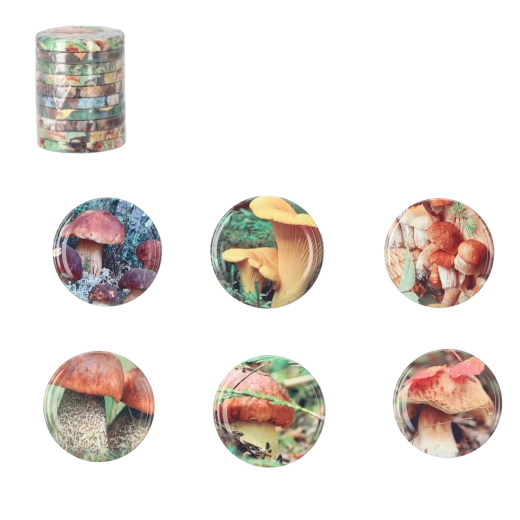 Ensemble de couvercles métalliques Twist-off 66 mm avec motif champignons, 10 pcs