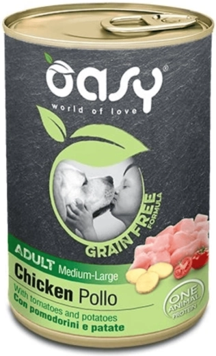 Oasy Grain Free pâtée pour chiens adultes de races moyennes et grandes au poulet, 400 g