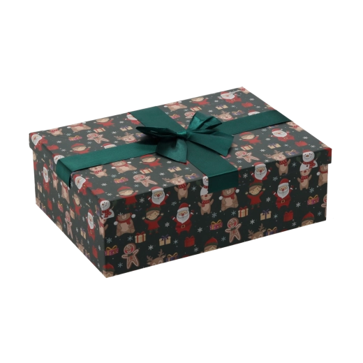 Boîte cadeau de Noël avec nœud vert 28,5 × 20 × 8,5 cm - 1 pièce