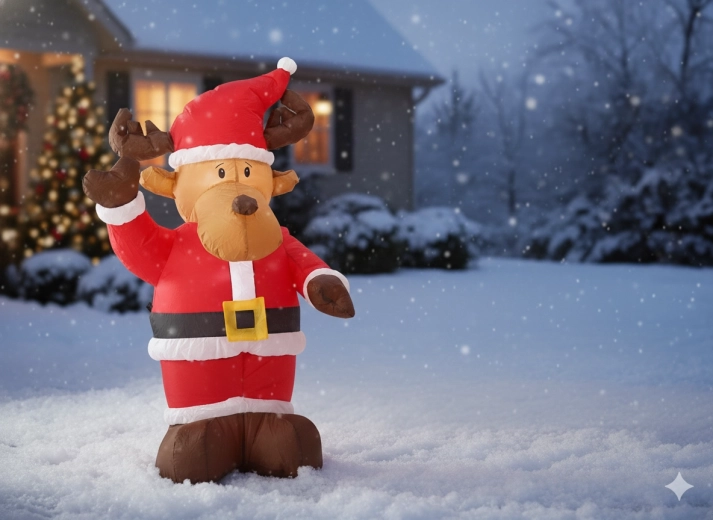 Renne de Noël gonflable avec éclairage LED 135 cm