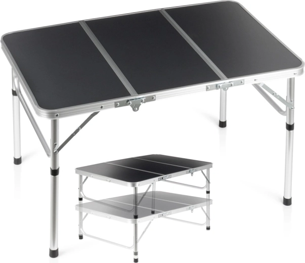 Table de camping pliante Vilde 2-en-1 graphite 90 × 60 cm