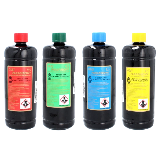 Huile de paraffine pour lampes 1 l – assortiment de couleurs et de parfums