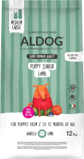 Aldog Puppy Junior Lamb Medium/Large croquettes pour chiots de races moyennes et grandes 12 kg