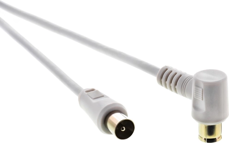 Câble coaxial d’antenne Sencor fiche–prise à 90° 5 m blanc