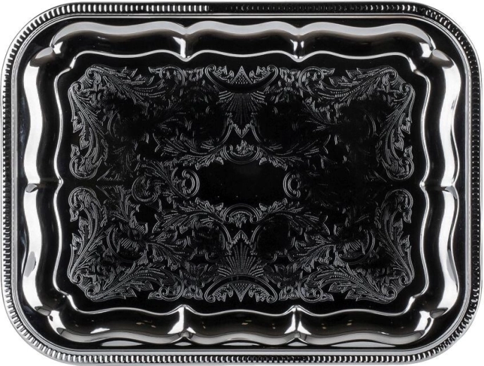 Plateau de service rectangulaire AKCENT 41 × 31 cm, chrome