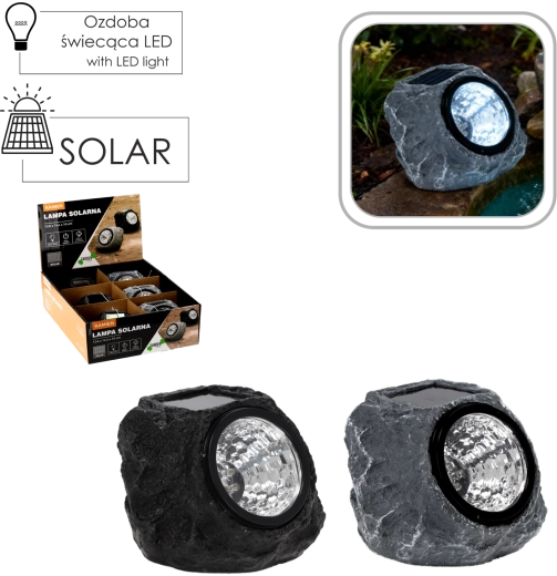 Lampe solaire de jardin imitation pierre 12,6 × 14,4 × 10 cm
