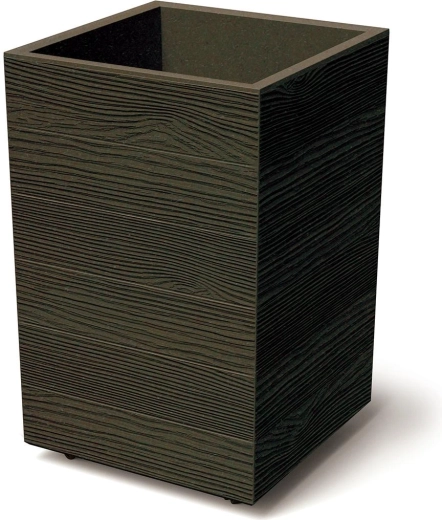 Pot de fleurs en plastique avec insert et roulettes Prosperplast Madera Square 38,5 cm, décor bois
