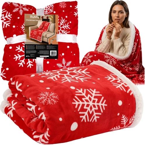 Ruhhy couverture de Noël réversible en flanelle avec sherpa 130 × 170 cm