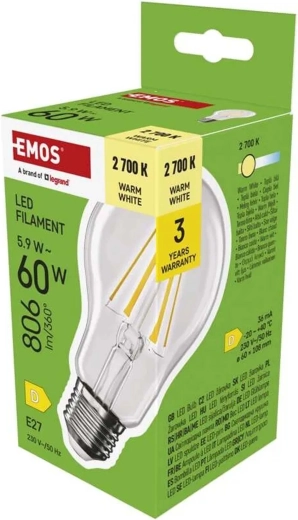 Ampoule LED Filament A60 E27 5,9 W 806 lm blanc chaud
