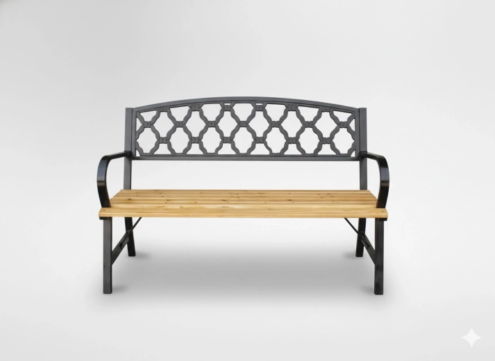 Banc de jardin 120 cm en bois et acier