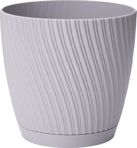 Pot MIKA ECO RECYCLED avec soucoupe 27 cm platine