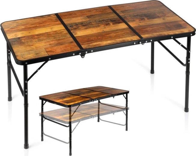 Table de camping pliante Vilde 2 en 1 à hauteur réglable 120 × 60 cm