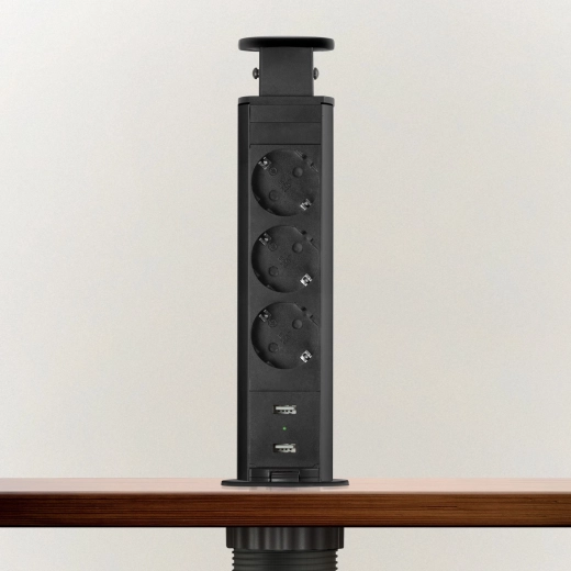 Bloc multiprise encastrable escamotable avec USB