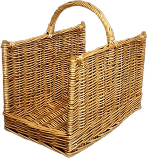 Panier à bois de cheminée carré en osier verni 45 × 45 × 30 cm