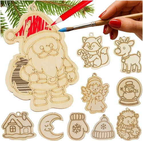 Ruhhy décorations de Noël en bois à peindre (24 pcs) avec cordelettes