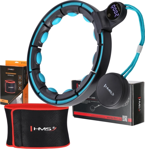 Set de hula-hoop de massage avec poids et ceinture amincissante noir/turquoise