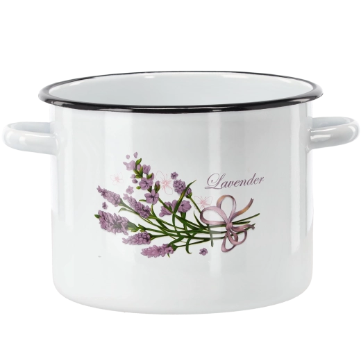 Faitout émaillé 5,5 l 22 cm blanc avec motif lavande