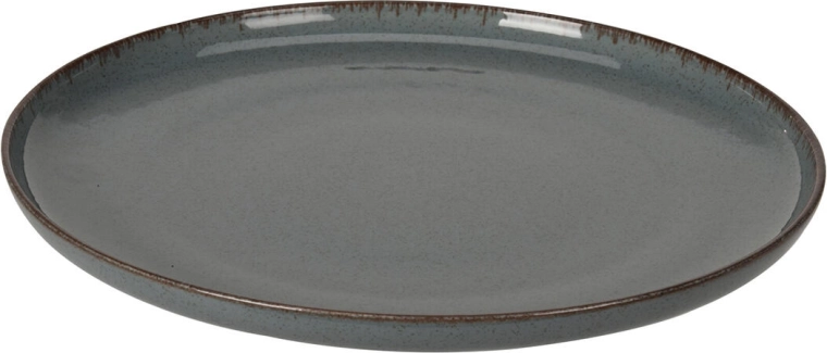 Assiette plate en porcelaine 27 cm avec bord brun