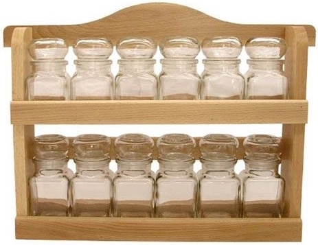 Étagère en bois avec pots à épices 150 ml et 120 ml