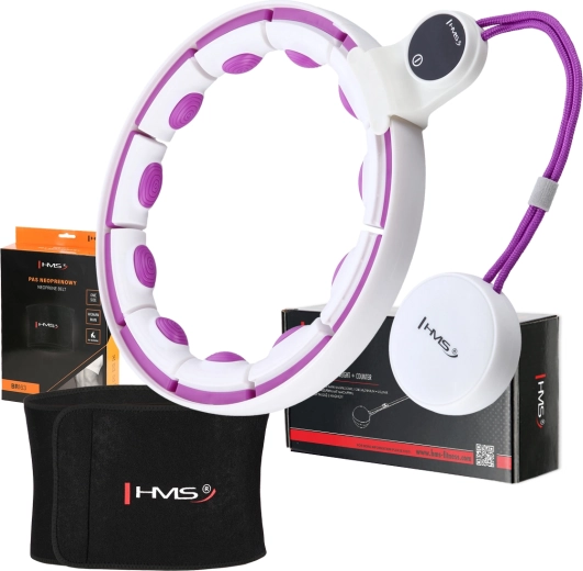 Ensemble hula hoop de massage avec poids rotatif et ceinture amincissante blanc/violet