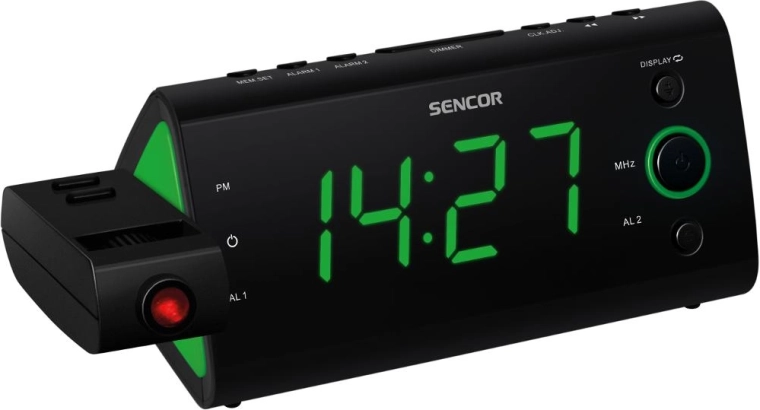 Radio-réveil Sencor avec projection de l’heure SRC 330 GN