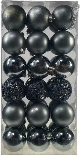Set de 36 boules de Noël argentées en plastique résistant 4 cm