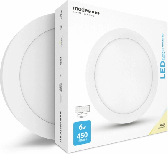 Panneau LED rond Modee Smart Lighting 6 W, en saillie, blanc neutre