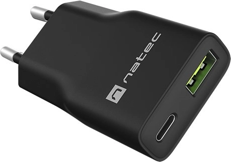Natec Ribera GaN slim chargeur secteur 20 W (USB-C + USB-A) - 1 pièce