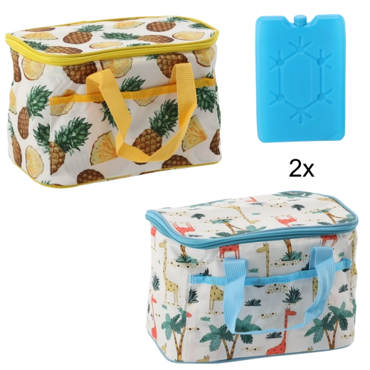 Sac isotherme 6 l avec blocs réfrigérants, motif ananas